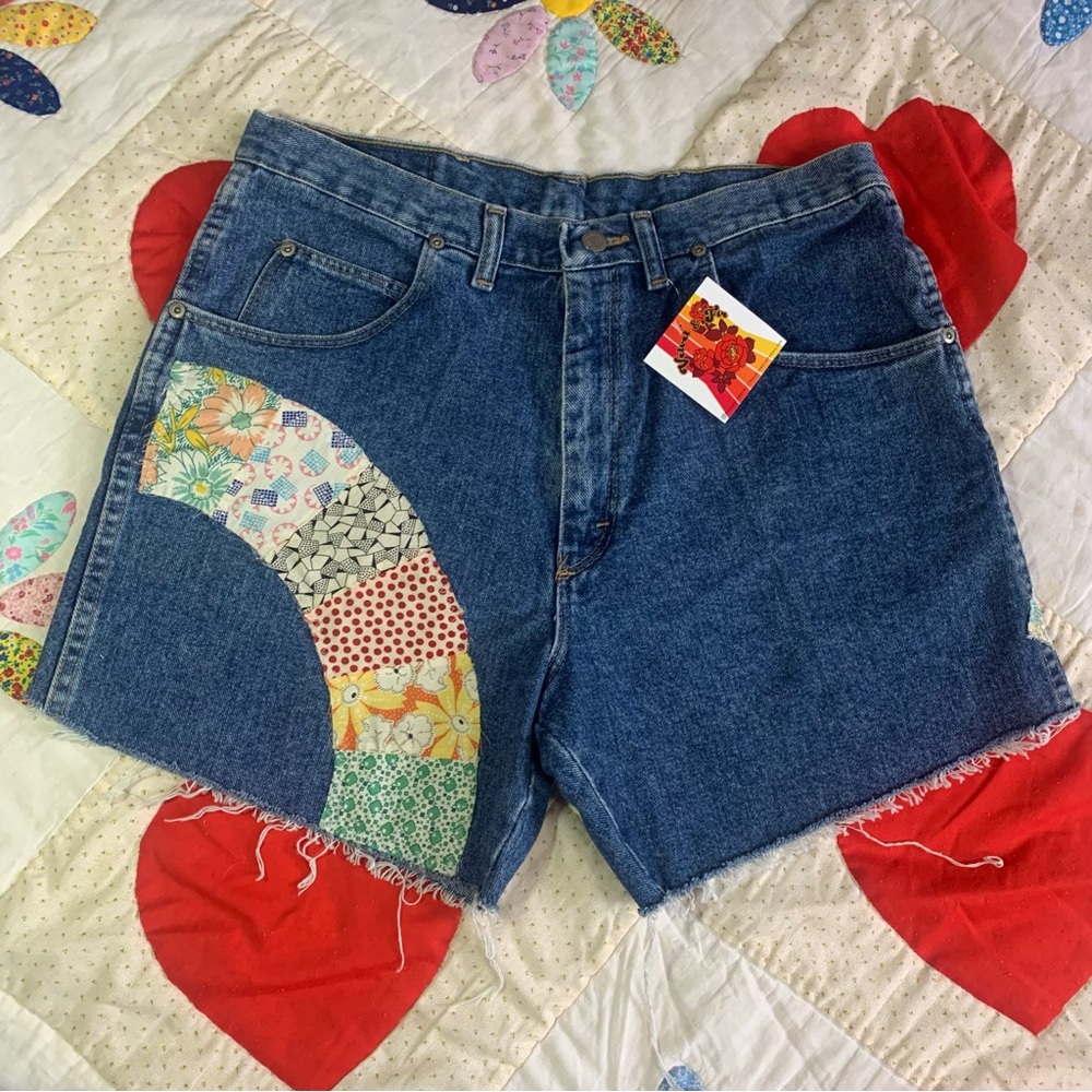 Vintage Upcycled quilt shorts